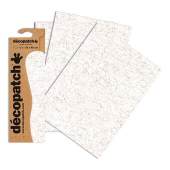 Decopatch Gold and White Crackle Paper 3 Sheets