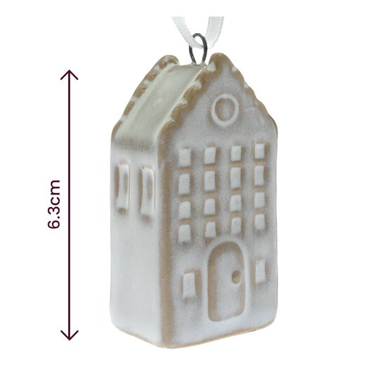 Hanging Beige Ceramic House Decoration 6cm image number 3