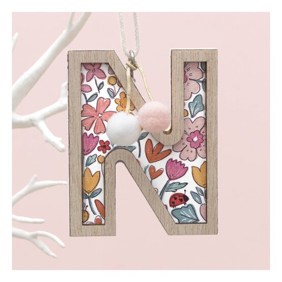 Hanging Wooden Letter N 7.5cm image number 1