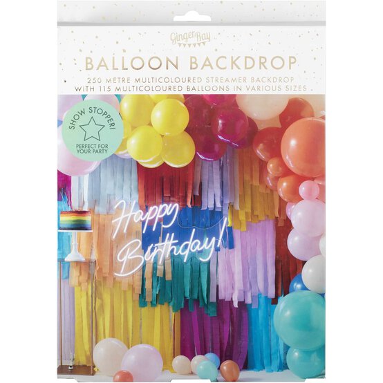 Ginger Ray Rainbow Balloon and Streamer Backdrop image number 3