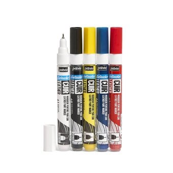Pebeo Setacolor Primary Leather Paint Markers 5 Pack 