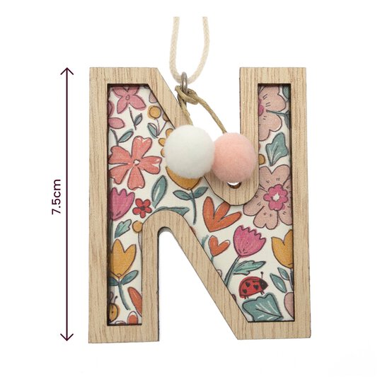 Hanging Wooden Letter N 7.5cm image number 3