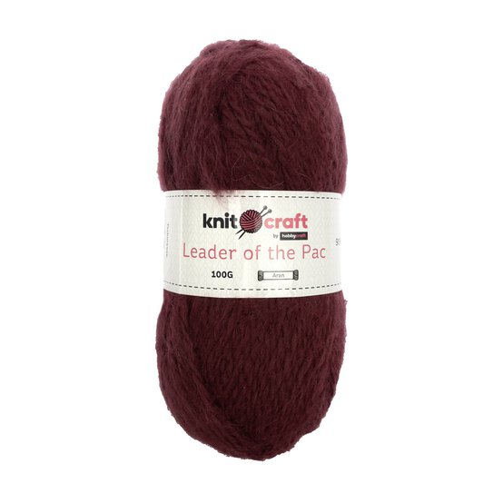 Knitcraft Burgundy Leader of the Pac Aran Yarn 100g image number 1