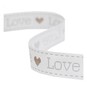 Grey and Gold Love Satin Ribbon 16mm x 4m image number 1