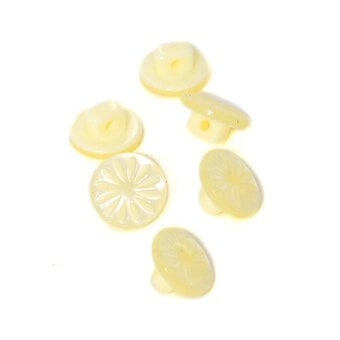 Hemline Cream Basic Cut Flower Button 6 Pack