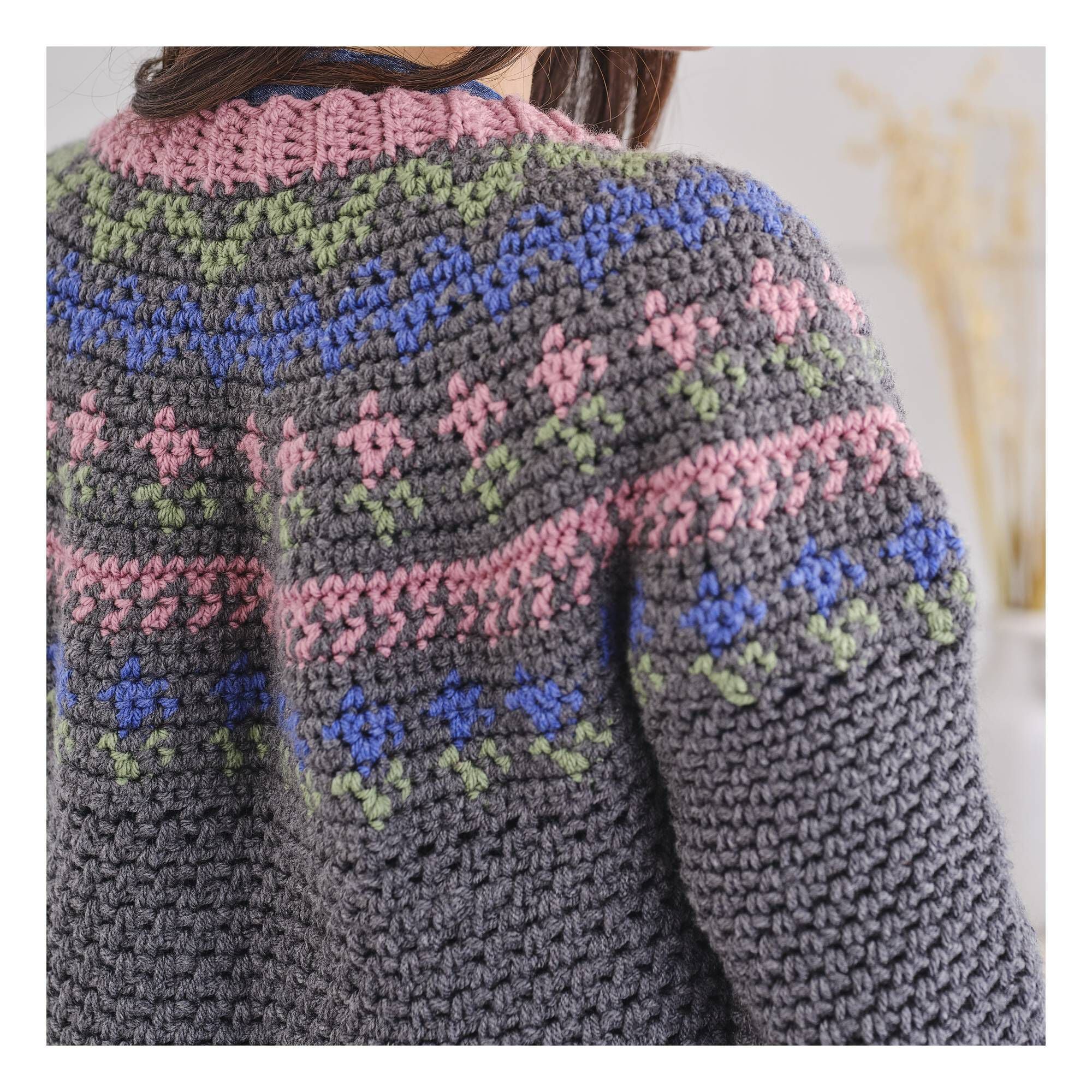 Knitcraft Crochet Flower Fair Isle Cardigan Digital Pattern 0359