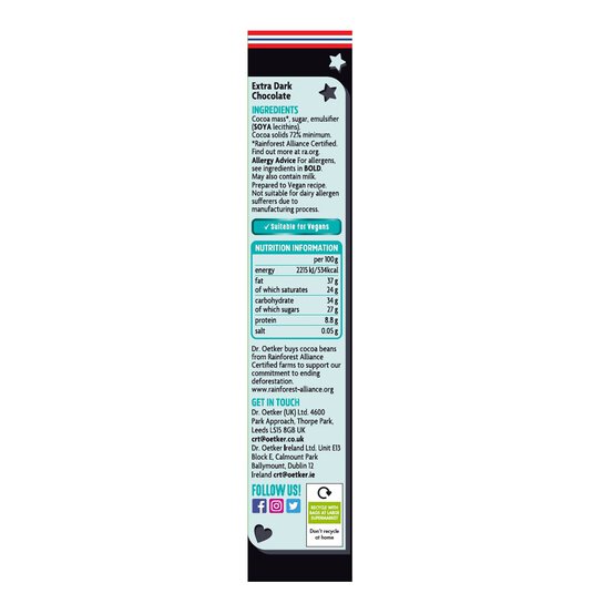 Dr. Oetker Extra Dark Chocolate 100g image number 4