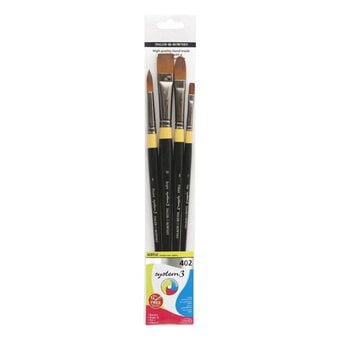 Daler-Rowney System3 Acrylic 402 Long Handle Brush Set 4 Pack