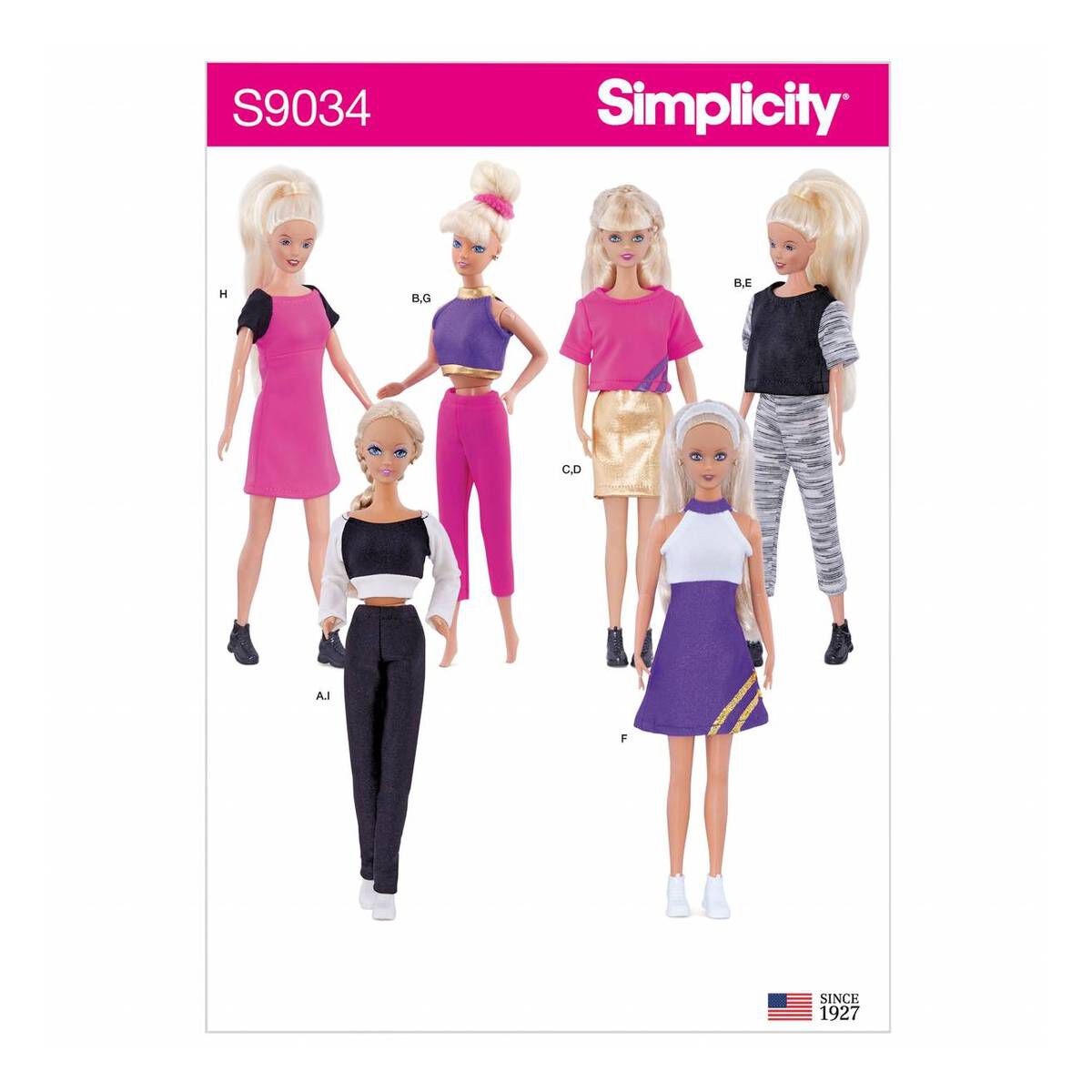 Simplicity Doll Clothes Sewing Pattern S9034 Hobbycraft