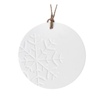 Hanging Ceramic Round Snowflake Decoration 8cm