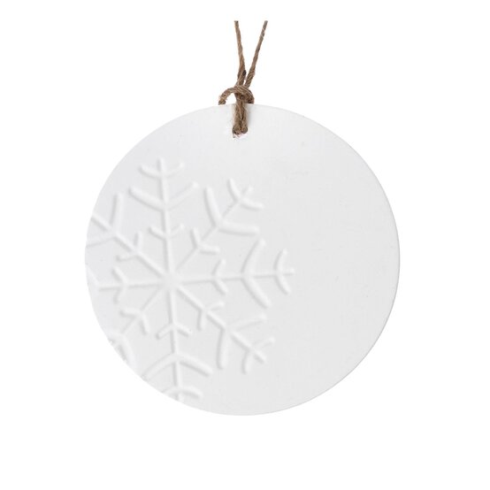 Hanging Ceramic Round Snowflake Decoration 8cm image number 2