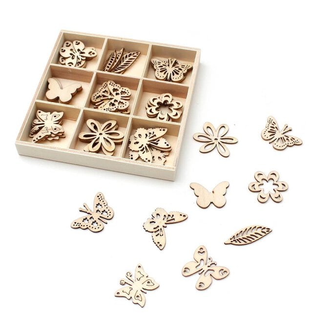Butterfly Wooden Embellishments 45 Pack image number 1