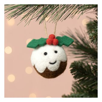Hanging Felted Christmas Pudding Decoration 6cm 