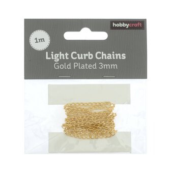 Gold Plated Light Curb Chain 3mm x 1m