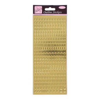 Anita's Gold Uppercase Alphabet Outline Stickers