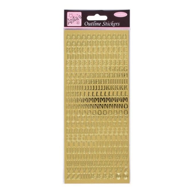 Anita's Gold Uppercase Alphabet Outline Stickers image number 1