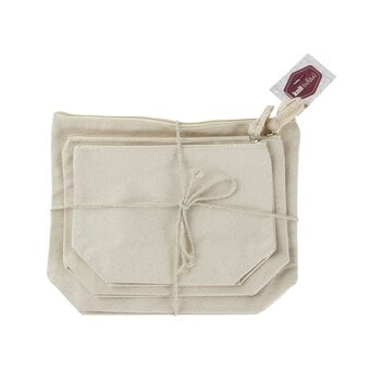 Natural Cotton Cosmetic Zip Pouch 3 Pack image number 4