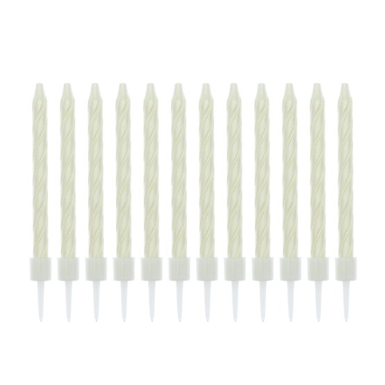 White Pearlescent Candles 12 Pack image number 1