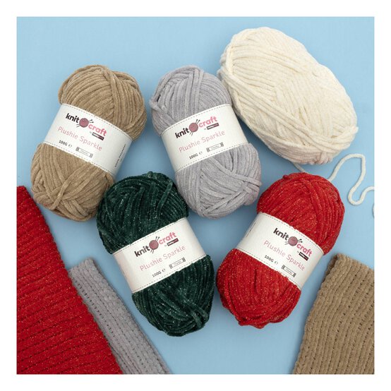 Knitcraft Green Plushie Sparkle Yarn 100g image number 3