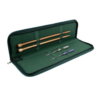 Floral Wood Block Knitting Needle and Crochet Hook Case