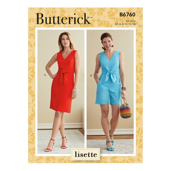 Butterick Dress and Playsuit Sewing Pattern B6760 (14-22) image number 1