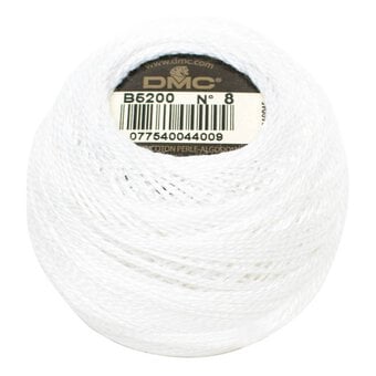 DMC White Pearl Cotton Thread on a Ball Size 8 80m (B5200)
