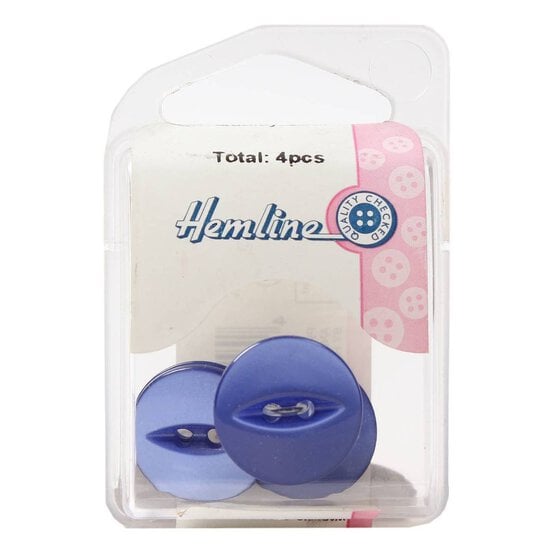 Hemline Royal Blue Basic Fish Eye Button 4 Pack image number 2