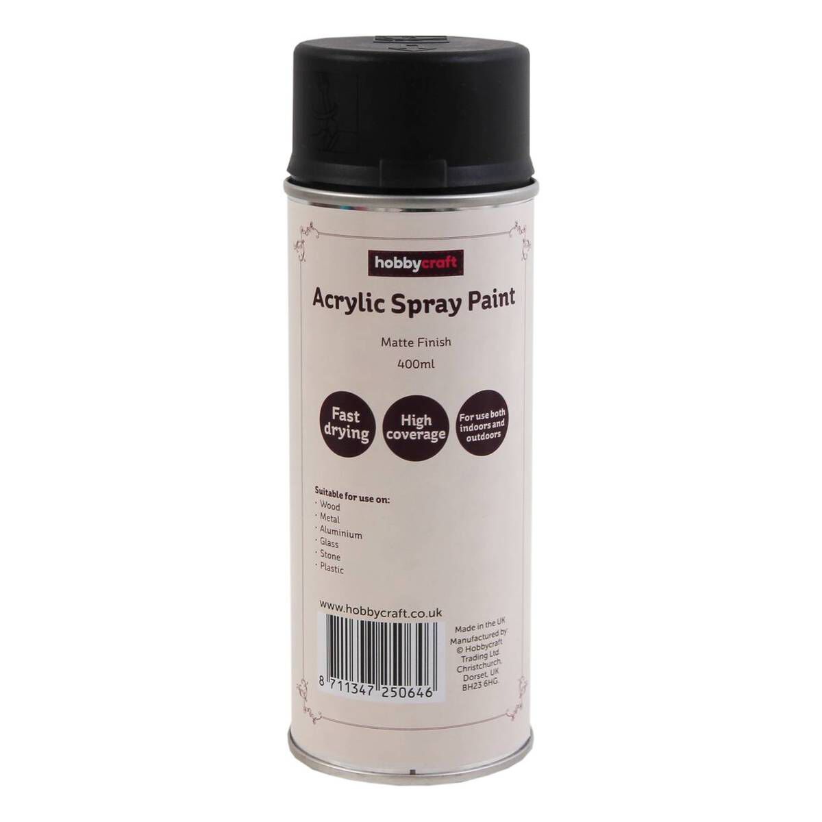 Black Matte Acrylic Spray Paint 400ml Hobbycraft