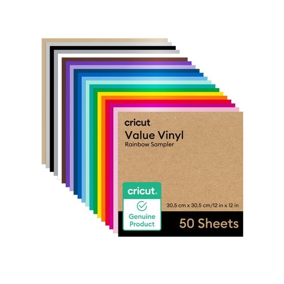 Cricut Rainbow Value Vinyl 12 x 12 Inches 50 Pack  image number 1