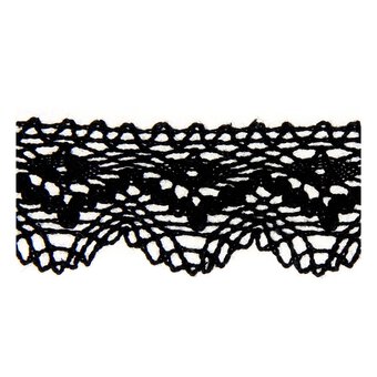 Black 25mm Scallop Cotton Lace Trim by the Metre
