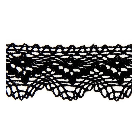 Black 25mm Scallop Cotton Lace Trim by the Metre image number 2