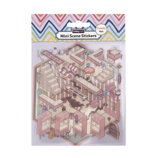 Mini Pink Candy Hut Scene Stickers image number 1