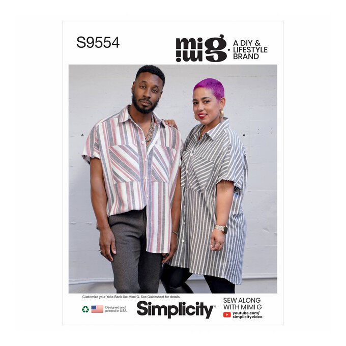 Simplicity Unisex Shirts Sewing Pattern S9554 (XS-XXL) image number 1