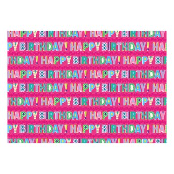 Hullabaloo Pink Happy Birthday Gift Wrap 70cm x 2m
