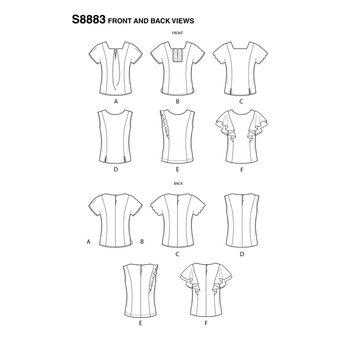 Simplicity Women's Tops Sewing Pattern 6-14 S8883
