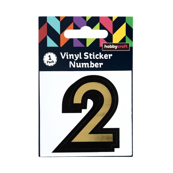 Black and Gold Vinyl Number 2 Sticker 5cm image number 5