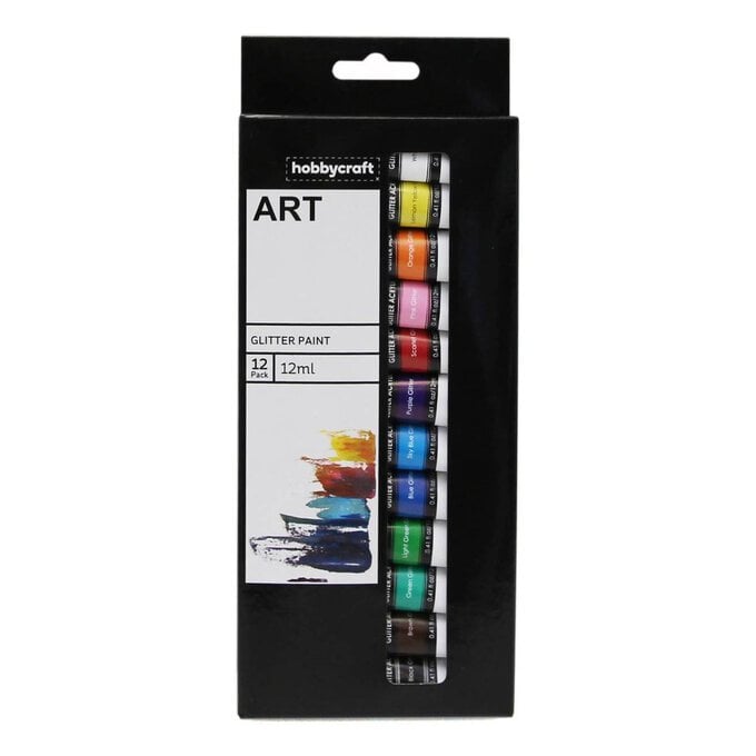 Glitter Acrylic Paints 12ml 12 Pack image number 1
