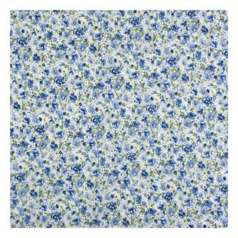 Blue Ditsy Floral Crinkle Print Fabric by the Metre