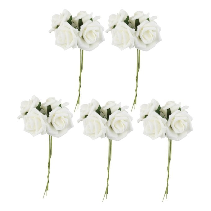 Cream Wired Rose Heads 20 Pack image number 1