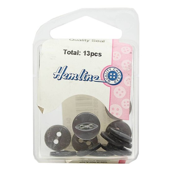 Hemline Grey Basic Fish Eye Button 13 Pack image number 2