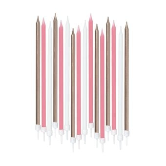 Whisk Tall Pink and Rose Gold Candles 16 Pack