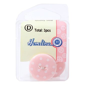 Hemline Pink Novelty Spotty Button 3 Pack