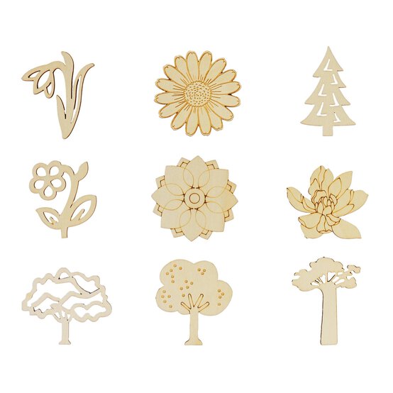 Decorate Your Own Flower and Tree Wooden Shapes 9 Pack image number 3