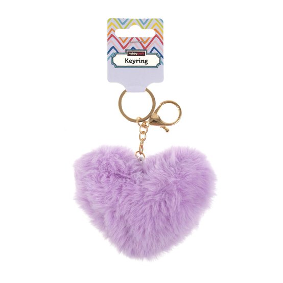 Purple Pom Pom Heart Keyring image number 4