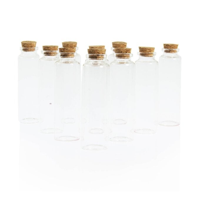 Clear Mini Glass Bottles 10.5cm 10 Pack  image number 1
