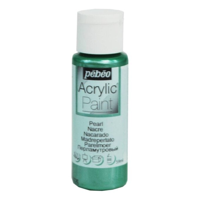 Pebeo Green Pearl Acrylic Craft Paint 59ml image number 1