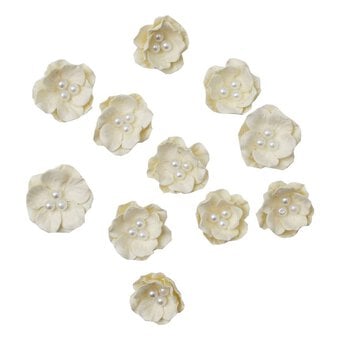 Moonlight Pearl Blossom Paper Flowers 20 Pack