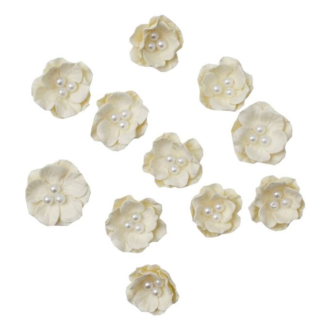 Moonlight Pearl Blossom Paper Flowers 20 Pack image number 1