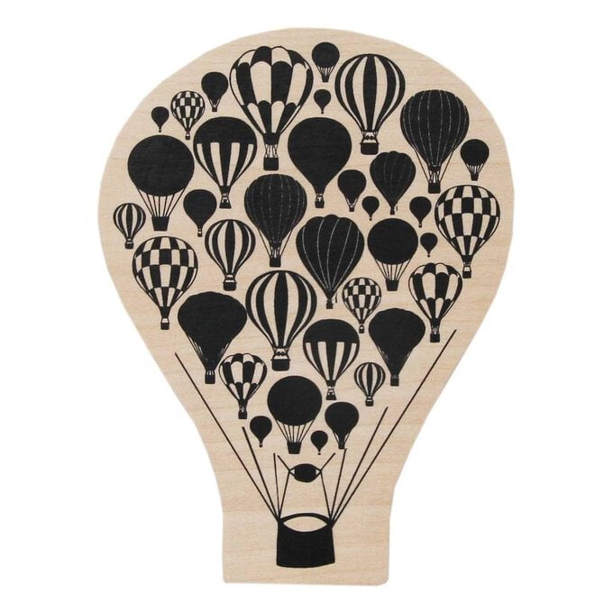 Hot Air Balloon Wooden Stamp 10cm x 7.6cm image number 1