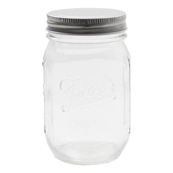 Fresh Embossed Clear Glass Jar 490ml